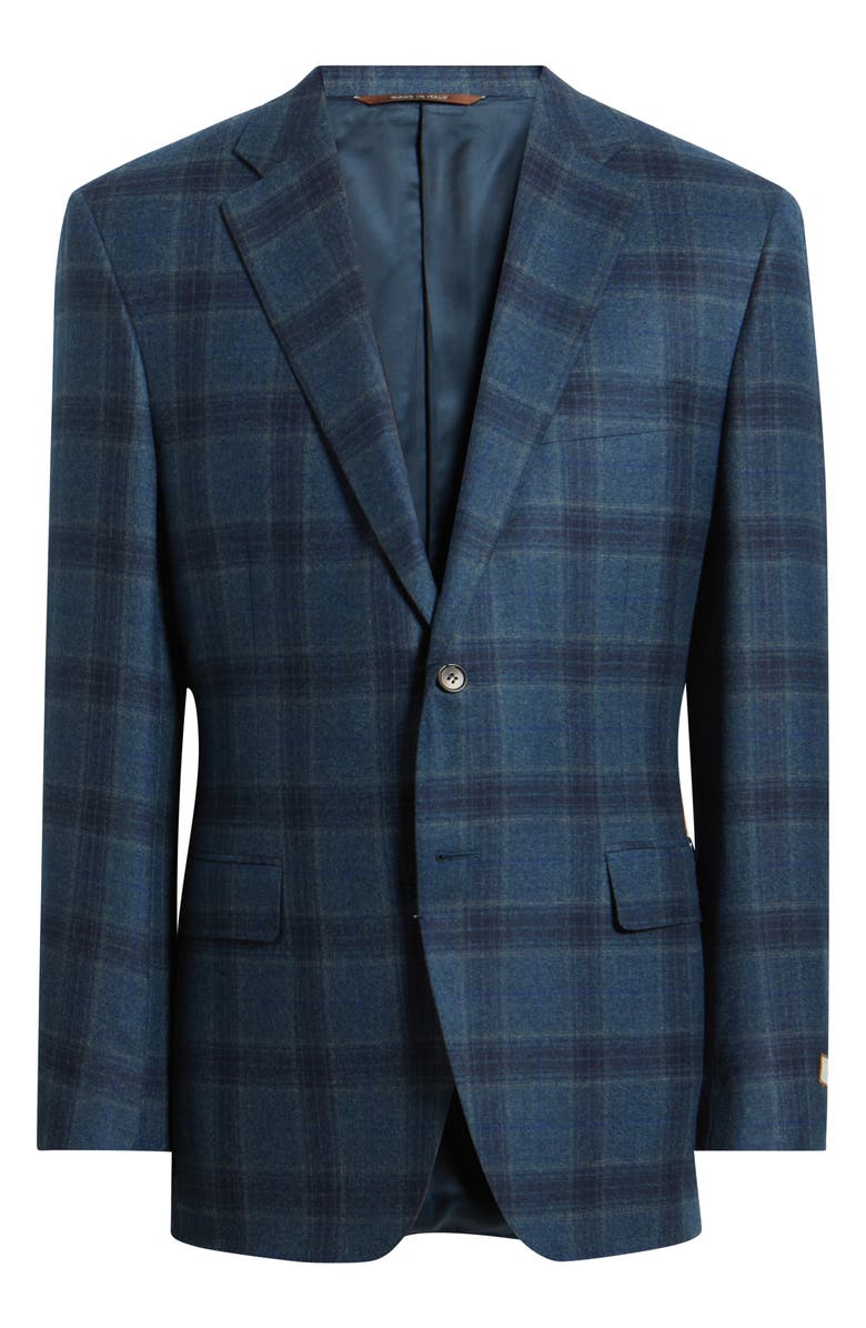 Canali Siena Regular Fit Windowpane Check Brushed Wool Sport Coat, Alternate, color, Green