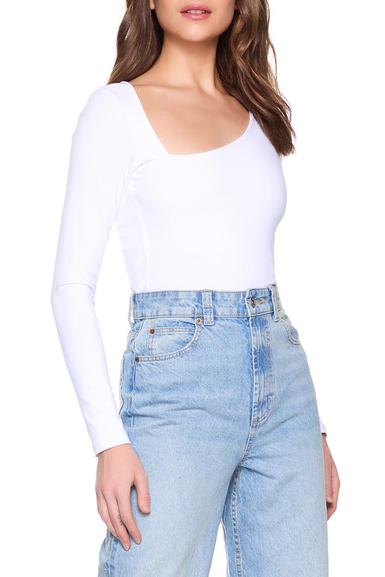Diagonal Neck Long Sleeve Top, Alternate, color, SUGAR