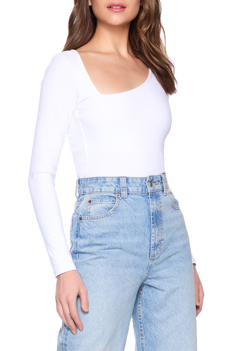 Susana Monaco Diagonal Neck Long Sleeve Top, Alternate, color, Sugar