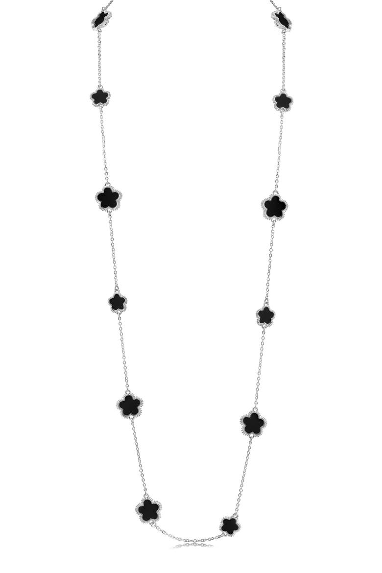 Resin Clover Station Necklace (Nordstrom Exclusive), Alternate, color, BLACK/ SILVER
