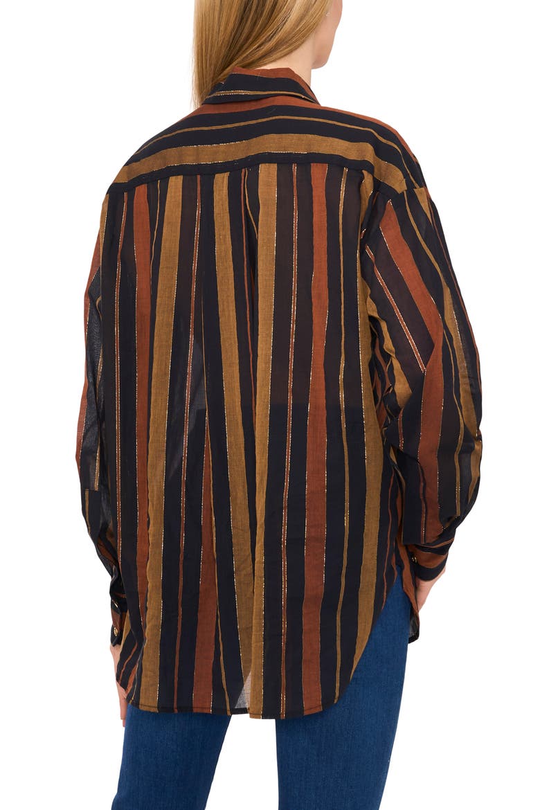 Stripe Oversize Button-Up Shirt, Alternate, color, RICH BLACK