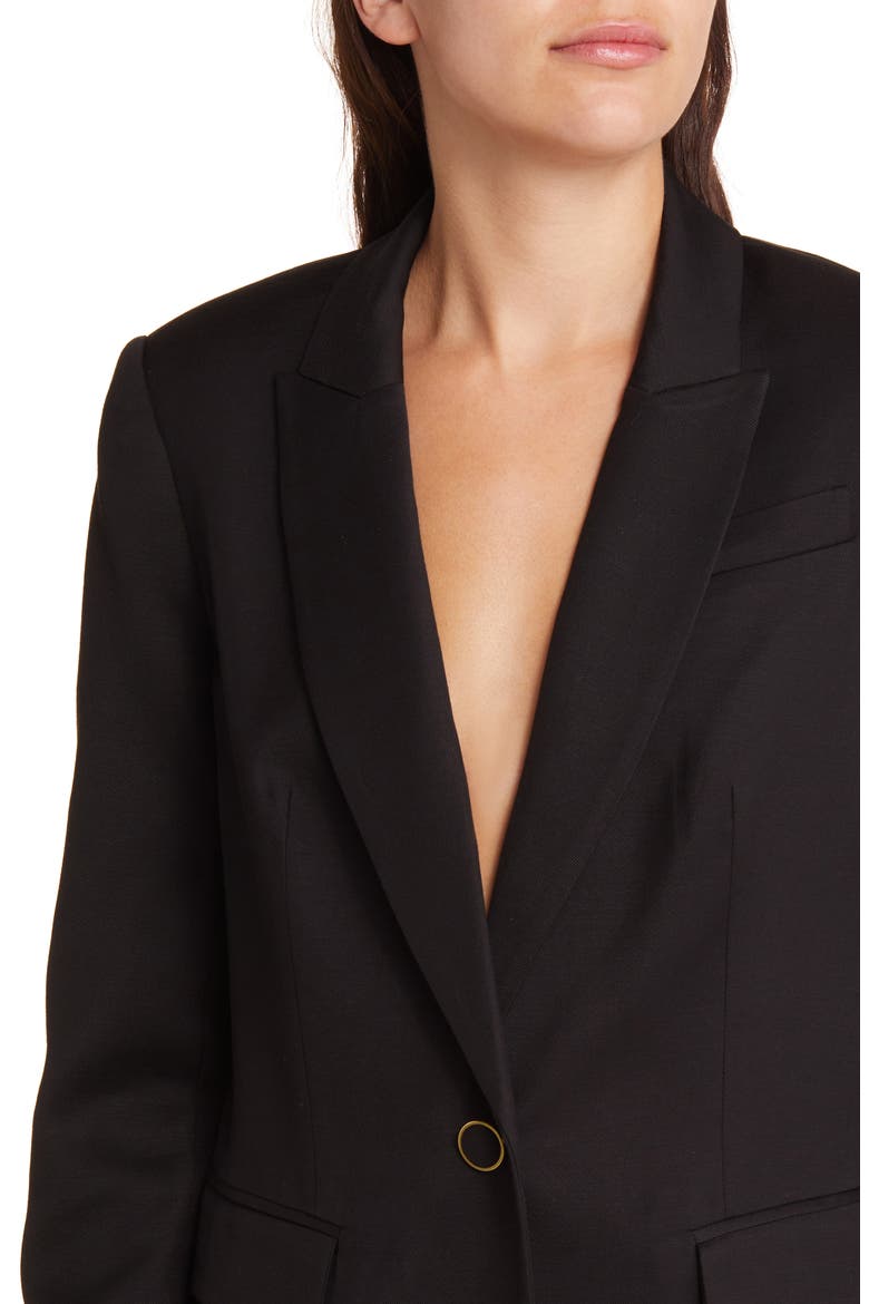 Alexa One-Button Twill Jacket, Alternate, color, BLACK