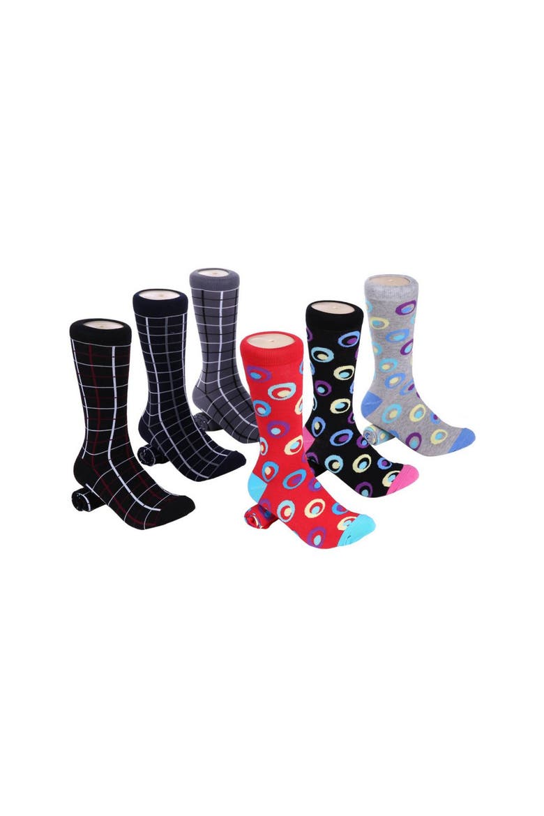 Fashion Patterned Cotton Blend Dress Socks 6-Pack Gift Set, Alternate, color, Prim Collection
