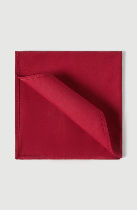 Red cotton twill pocket square for tuxedo