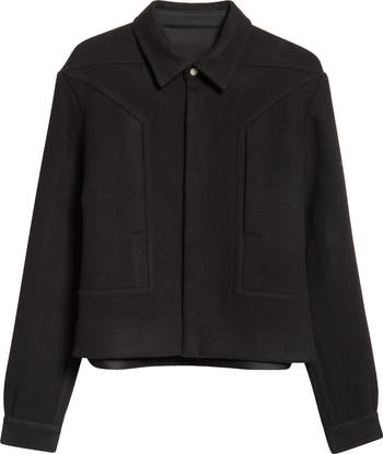 Rick Owens Alice Strobe Melton Wool Snap-Up Shirt | Nordstrom