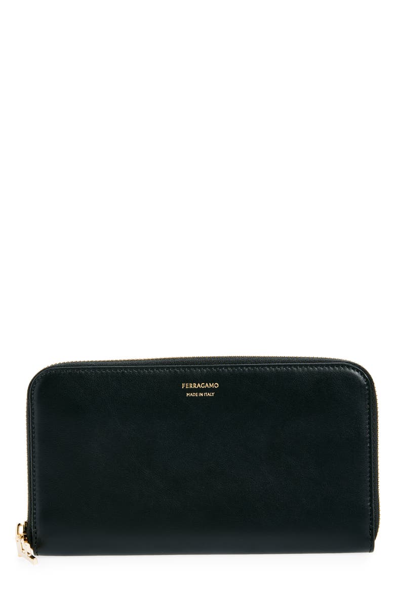 Hot Stamp Leather Continental Wallet, Main, color, NERO