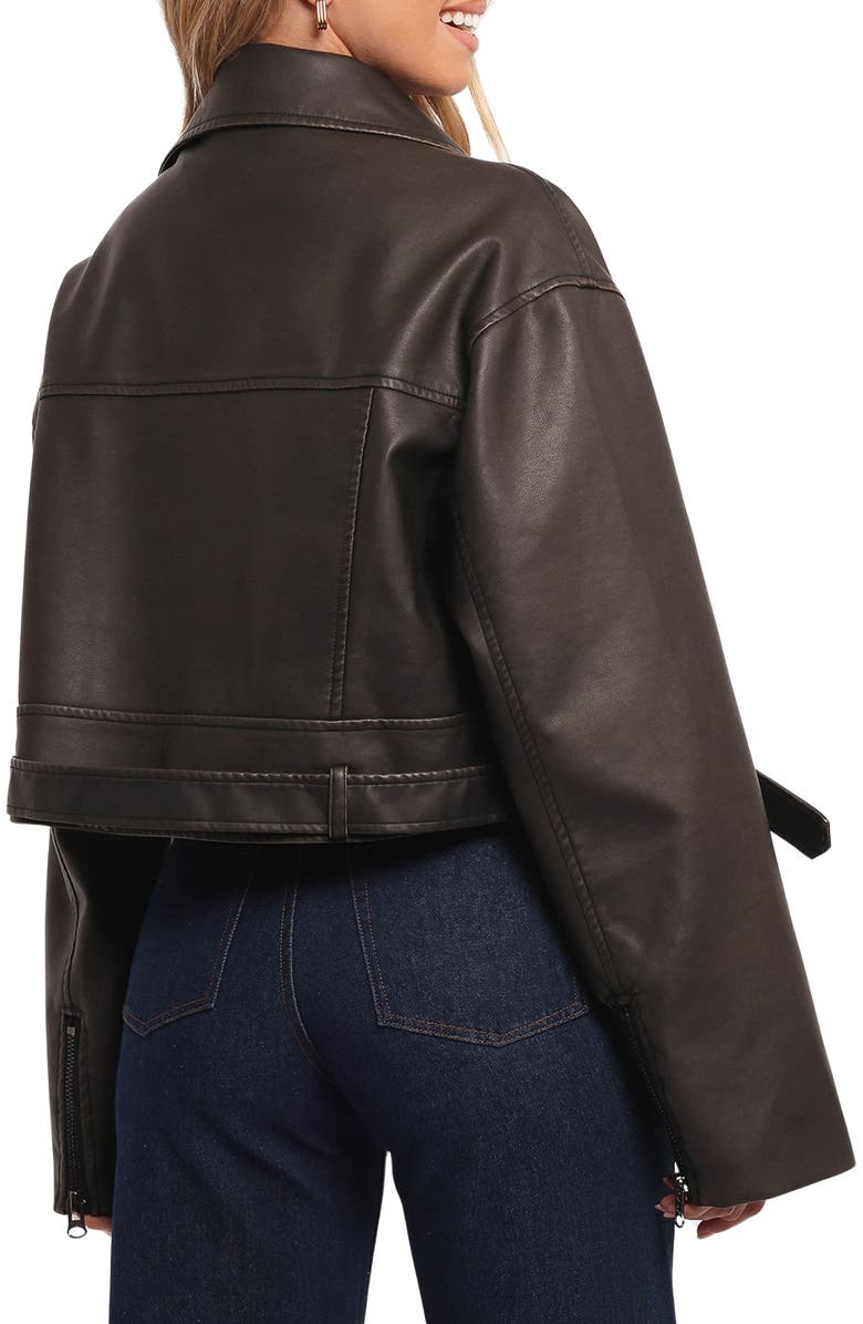 Petal & Pup Beckham Faux Leather Moto Jacket, Alternate, color, Black