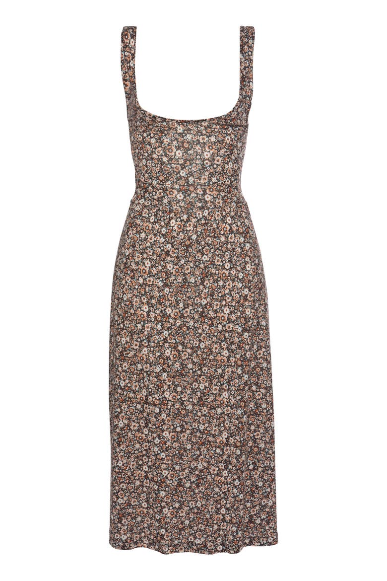 Floral Bow Detail Dress, Alternate, color, Brown Multi