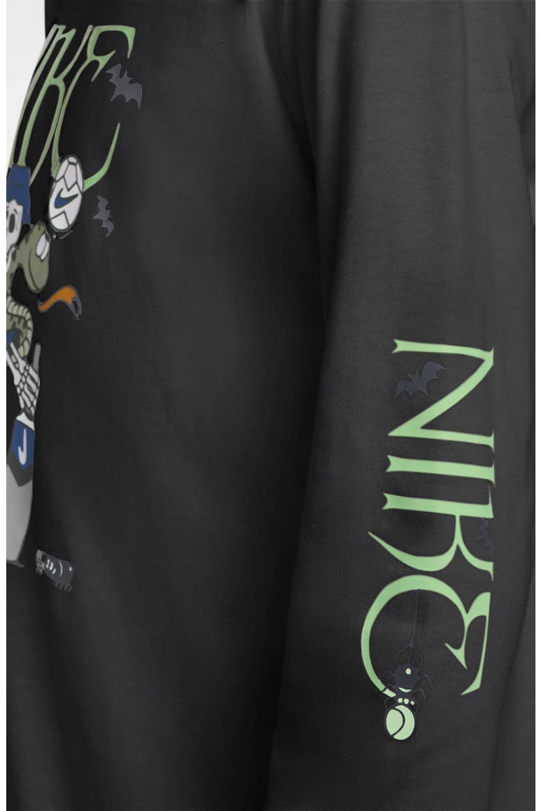 Kids' Skeleton Logo Long Sleeve Graphic T-Shirt, Alternate, color, BLACK