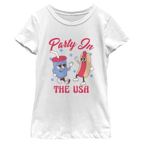 Girls' Hot Dog Party In The Usa Graphic Short Sleeve T-shirt