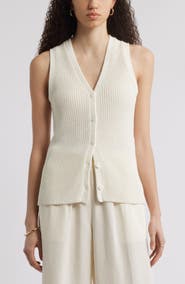 Nordstrom Button Front Cotton Blend Sweater Vest
