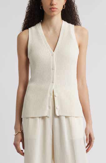 Nordstrom Button Front Cotton Blend Sweater Vest