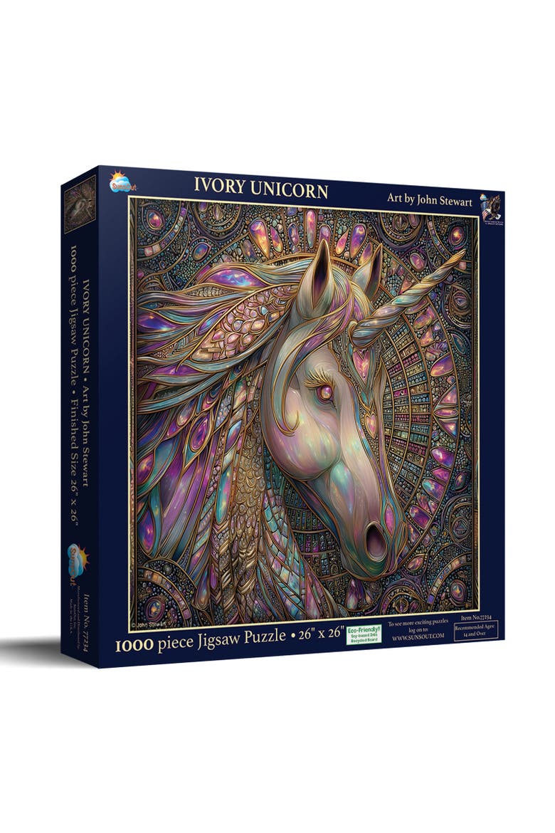 Ivory Unicorn 1000 piece Jigsaw Puzzle for Adults, Main, color, Multicolor