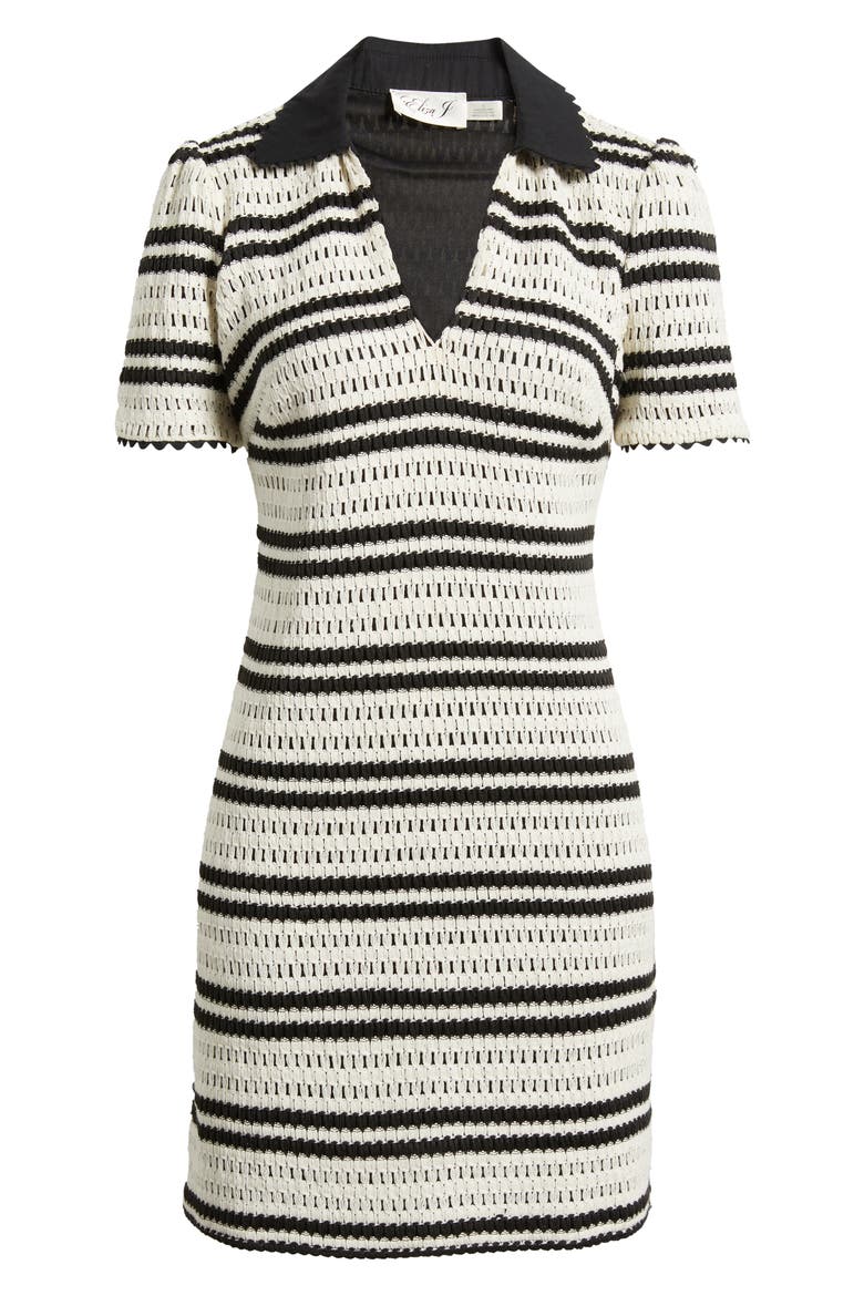 Collar Open Stitch Shift Dress, Alternate, color, NAT BLACK