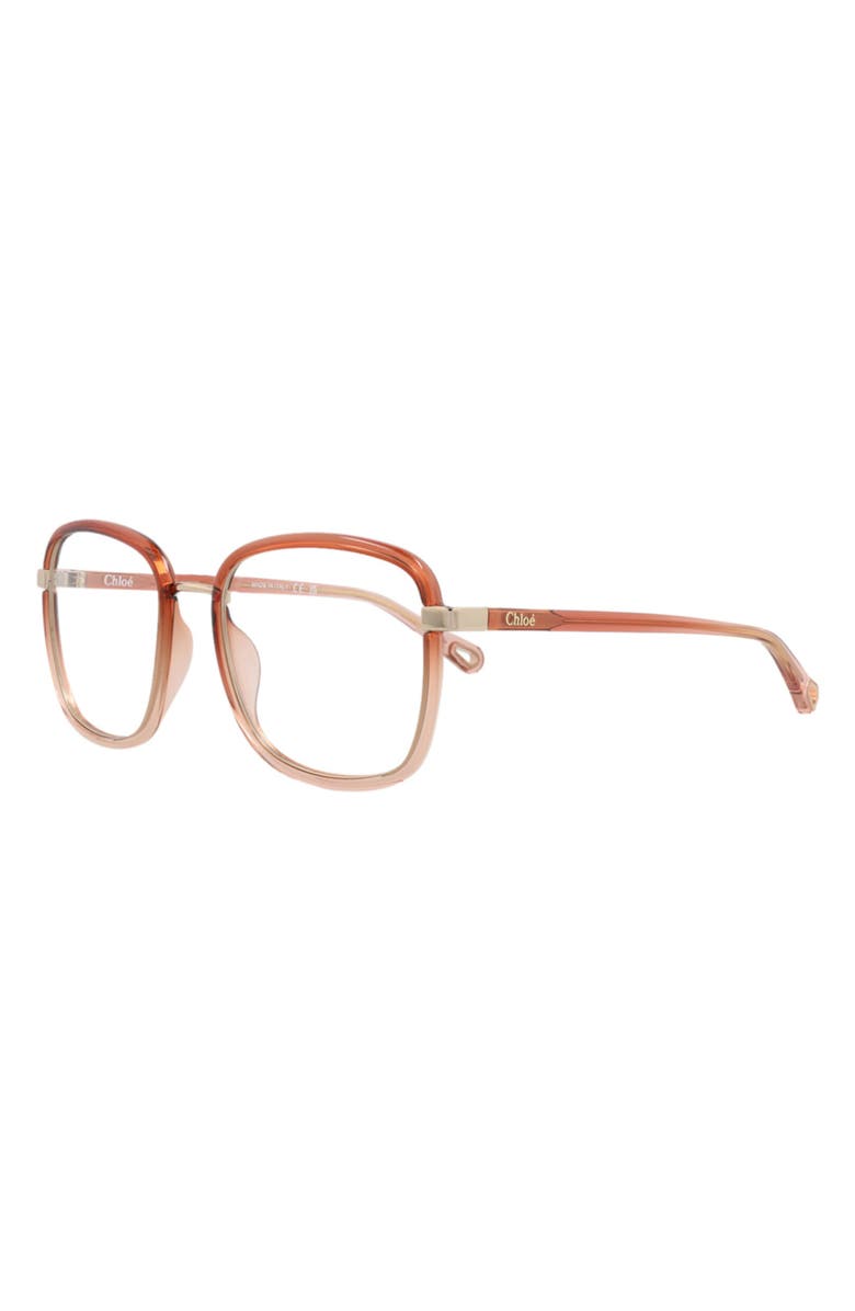 Chloé 50mm Square Optical Glasses, Alternate, color, Orange Orange Transparent