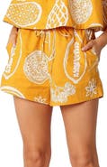 Petal & Pup Honey Mixed Print Cotton & Linen Drawstring Shorts