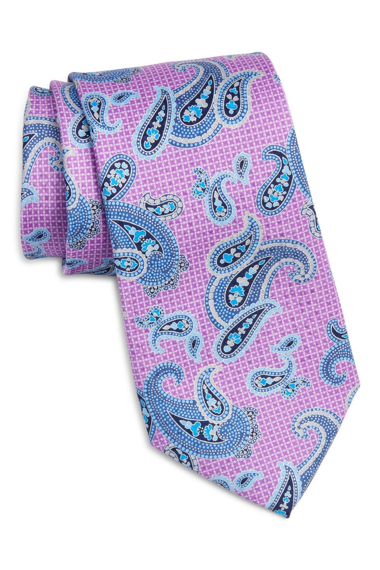 Paisley Silk Tie, Main, color, PURPLE