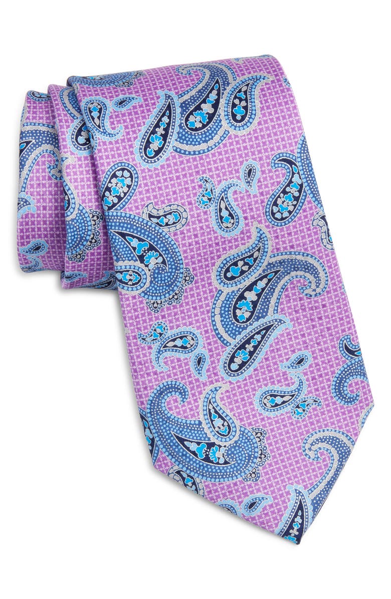 Nordstrom Paisley Silk Tie, Main, color, Purple