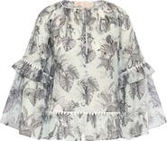 Maison Common Printed Batist Blouse With Ruffles