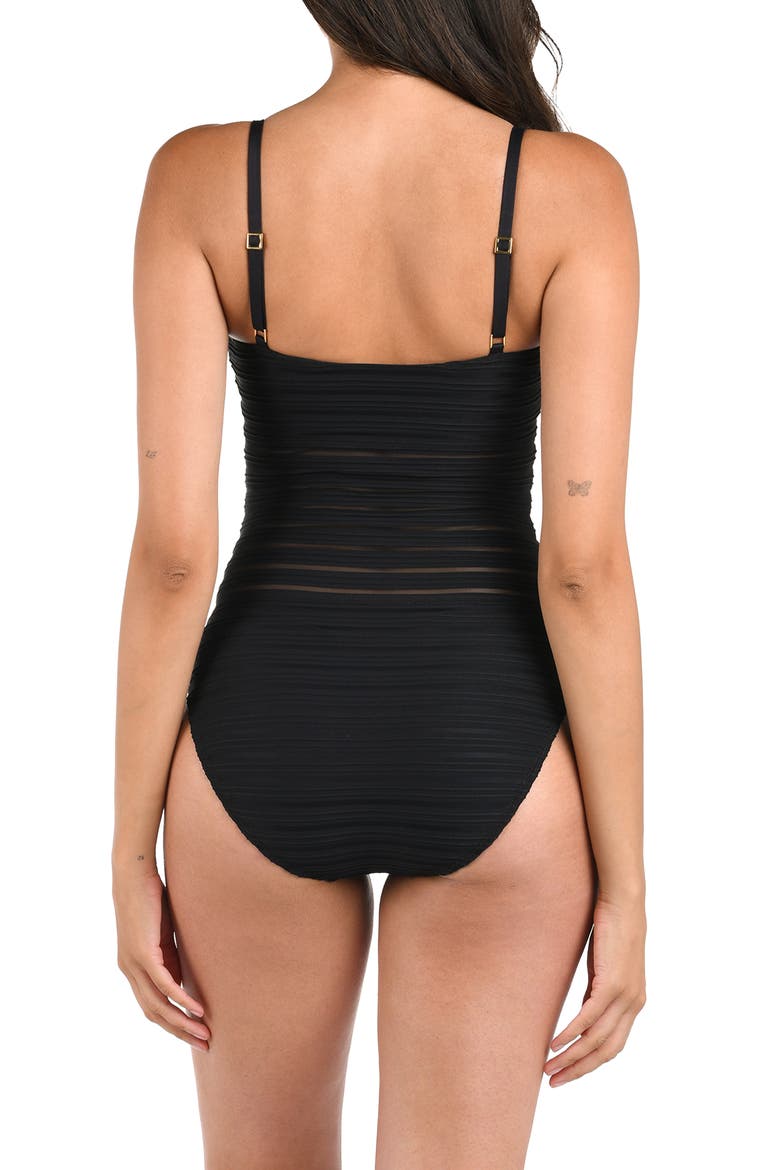 Fluid Lines One-Piece Swimsuit, Alternate, color, BLACK