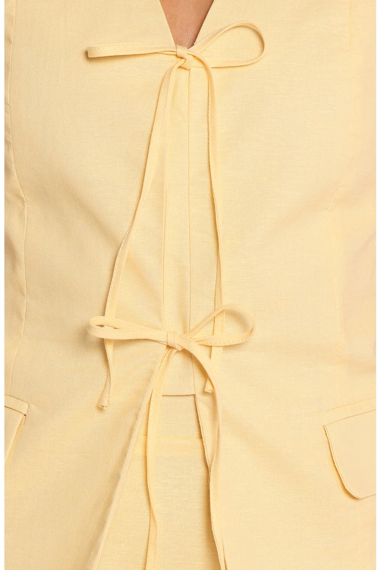 Meara Tie-Front Cotton & Linen Vest, Alternate, color, BUTTER YELLOW