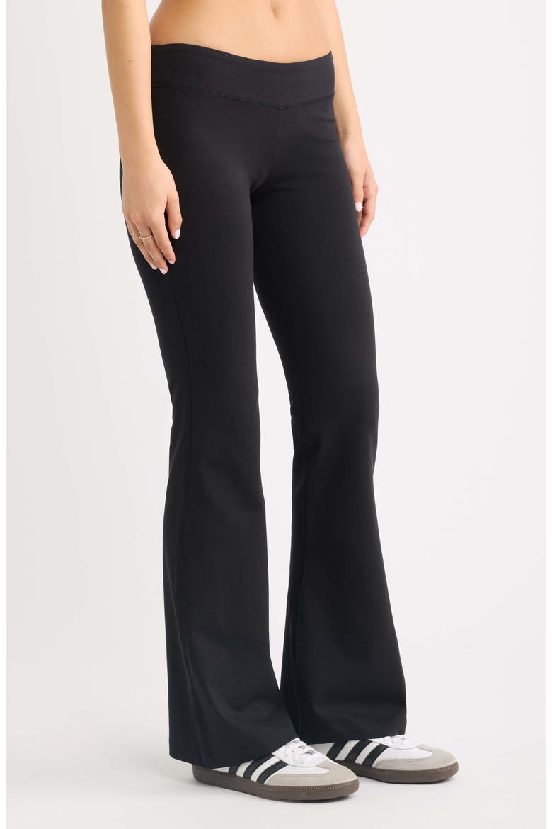 Foldover Flare Jersey Pants, Alternate, color, BLACK