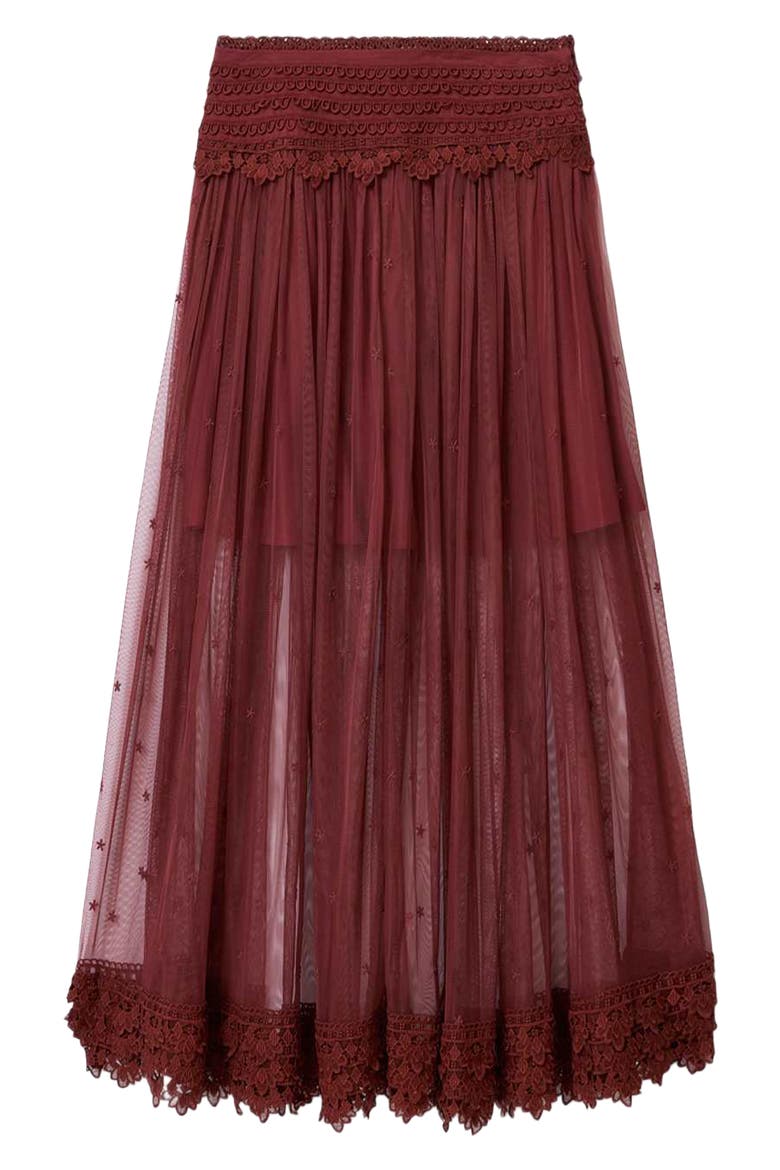 Trixie Lace Maxi Skirt, Alternate, color, BURGUNDY RED