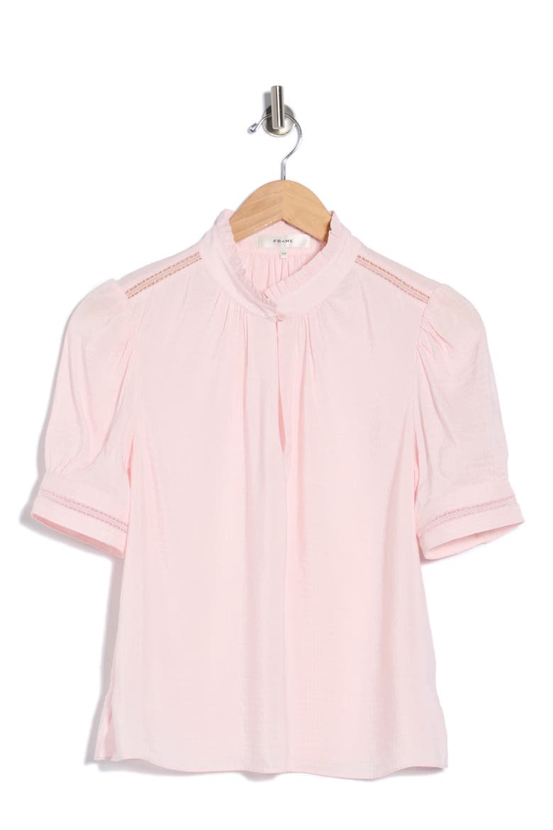 Ruffle Collar Inset Lace Top, Alternate, color, PEONY
