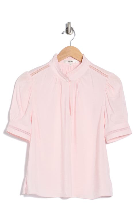 Ruffle Collar Inset Lace Top