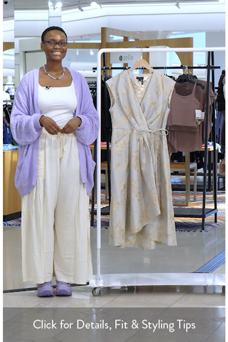 Metallic Jacquard Midi Wrap Dress video