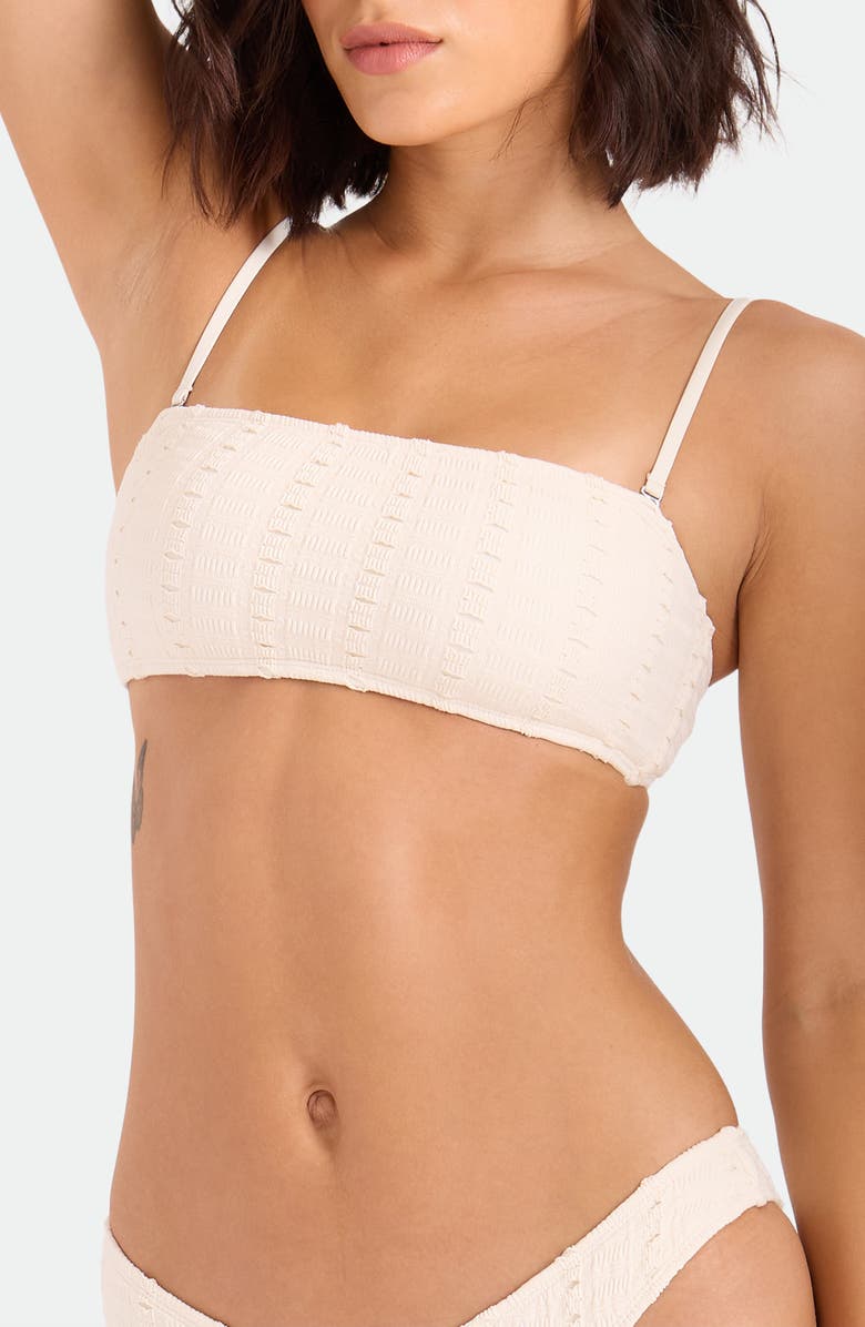 Volcom Coco Low Tide Bandeau Bikini Top, Alternate, color, White Sand