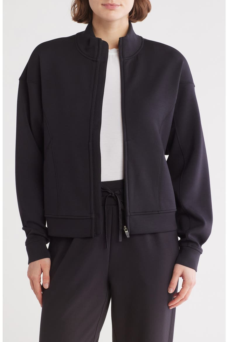 Whisper Scuba Knit Track Jacket, Main, color, BLACK