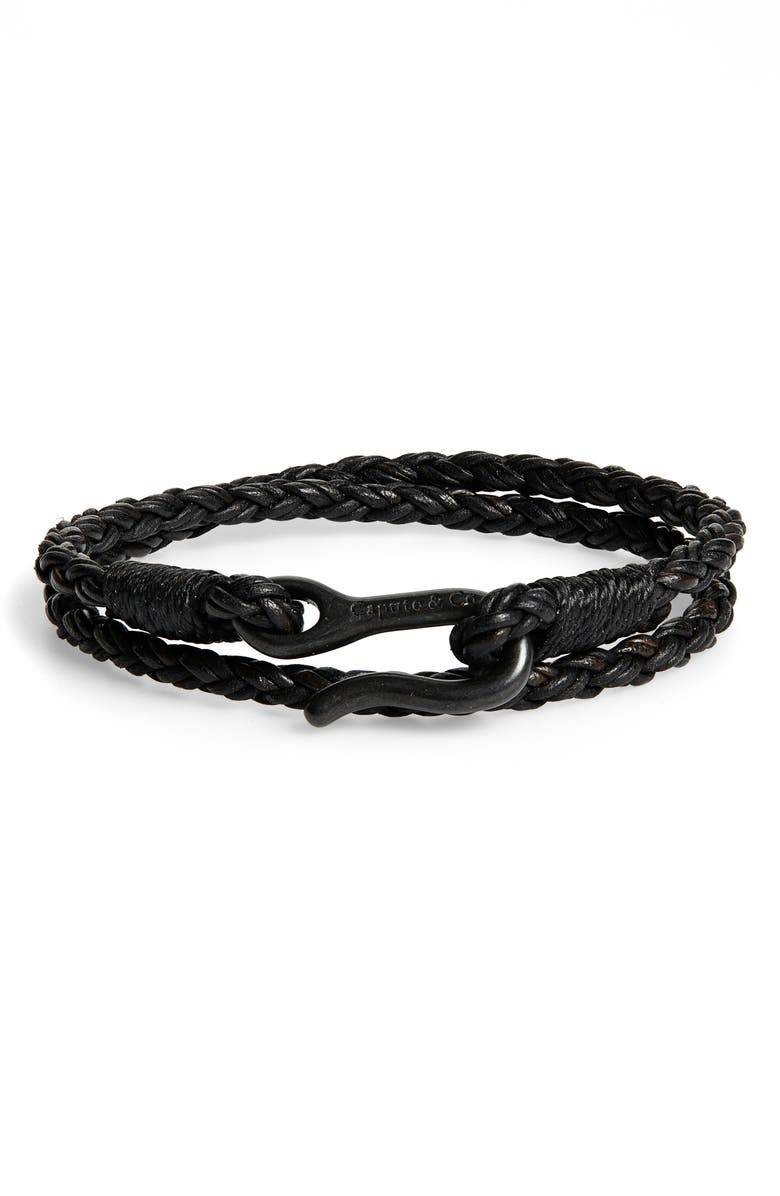 Caputo & Co. Braided Leather Bracelet, Main, color, 