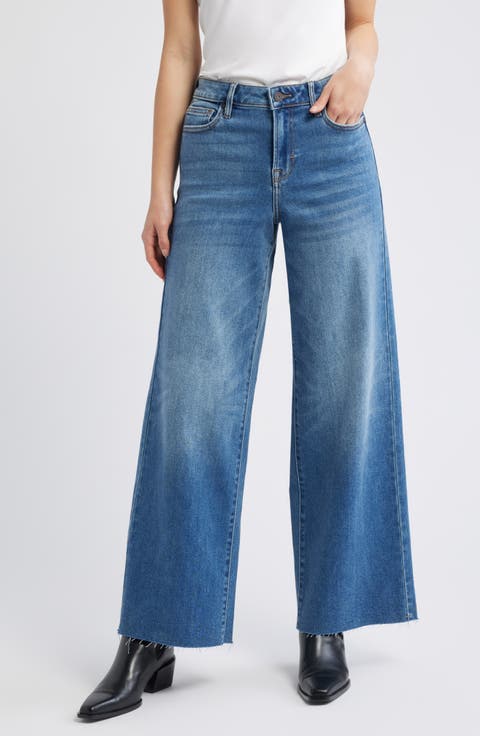 Raw Hem Wide Leg Jeans