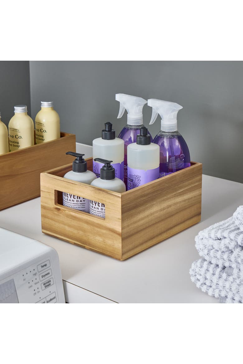 Acacia Wood Pantry Storage Bin with Handles, Alternate, color, Natural