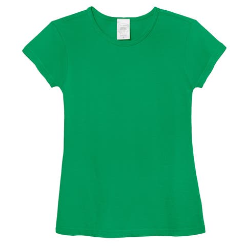 Girls Organic Cotton Soft Jersey Cap Sleeve Crew Tee (Toddler/Kids)