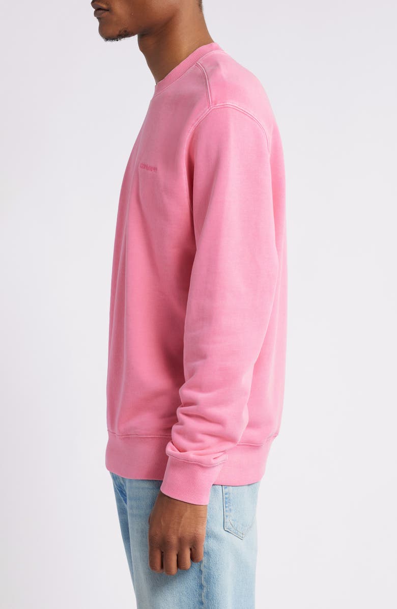 Carhartt Work In Progress Garment Dyed Script Sweatshirt, Alternate, color, Charm Pink Garment