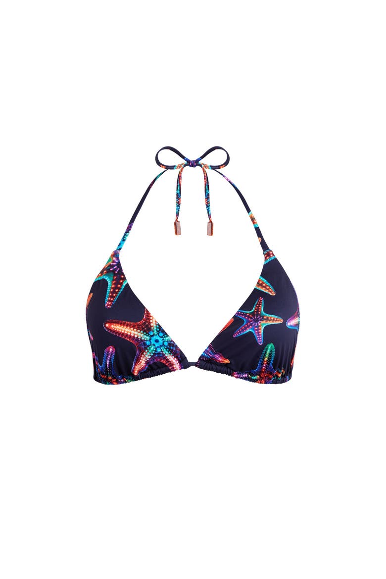 Women's Disco Stars Triangle Bikini Top, Alternate, color, BLEU MARINE