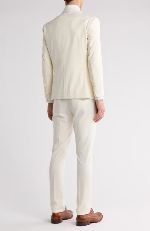 Gino Vitale Skinny Fit Solid Stretch Three Piece Suit In Ivory