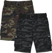 XRAY Kids' 2-Pack Belted Twill Cargo Shorts