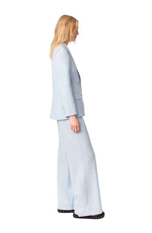 Maje Womens Double-breasted Peak-lapel Stretch-woven Blazer Bleus In Blue Sky