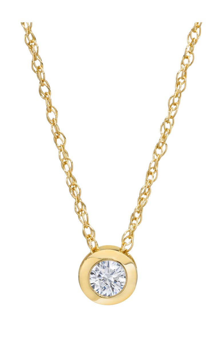 Bliss Diamond 3/8ct Lab Grown Bezel Solitaire Diamond Pendant 14k Gold Necklace, Alternate, color, 
