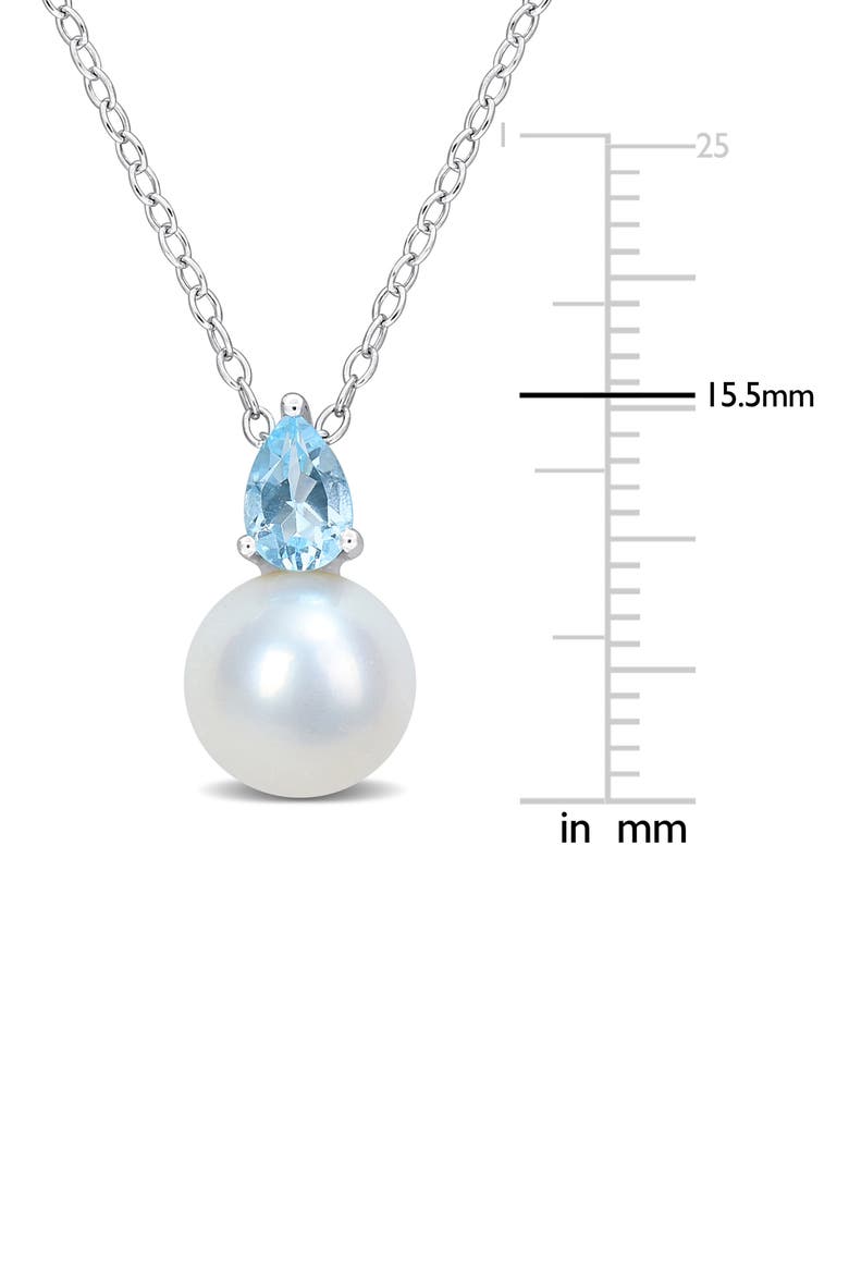 Sky Blue Topaz & Freshwater Pearl Pendant Necklace, Alternate, color, BLUE
