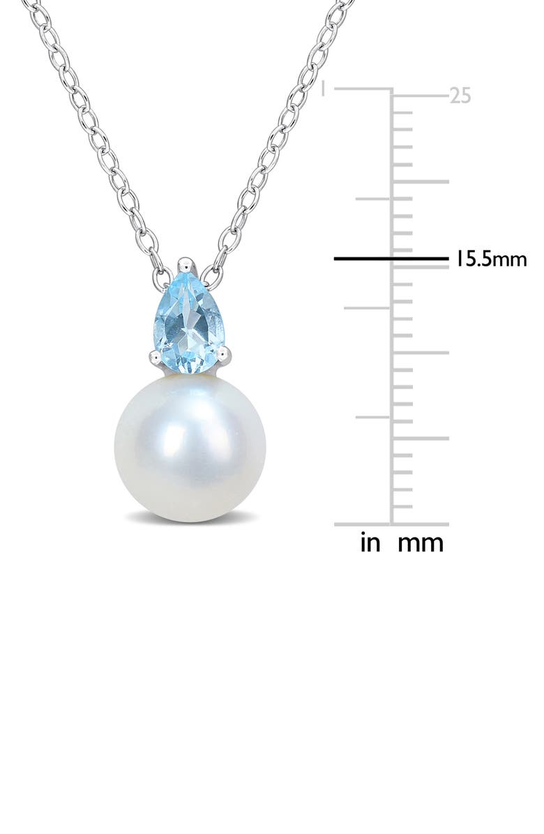 DELMAR Sky Blue Topaz & Freshwater Pearl Pendant Necklace, Alternate, color, Blue