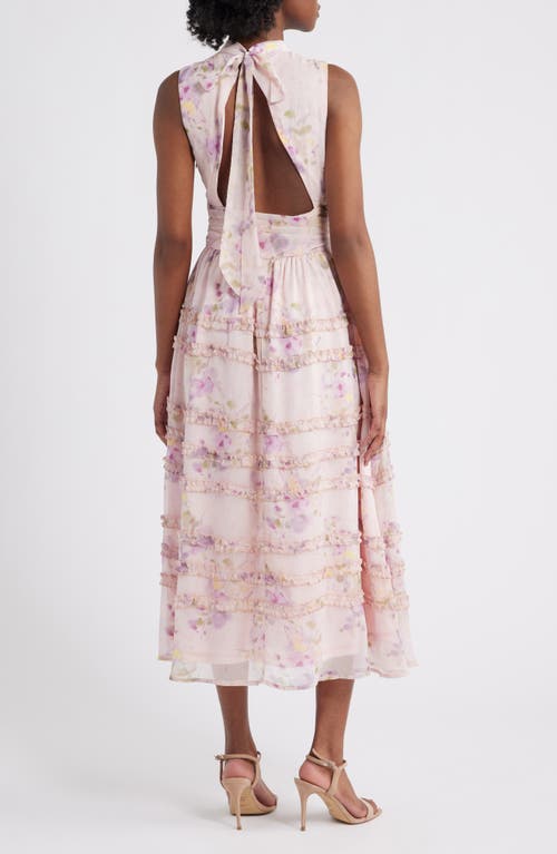 Lulus Eden Floral Sleeveless Ruffle Chiffon Dress In Pink Multi
