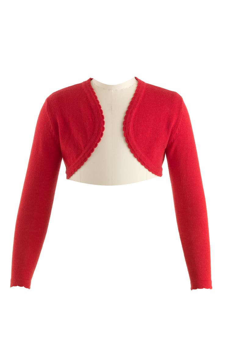 Scalloped Trim Bolero, Main, color, Red
