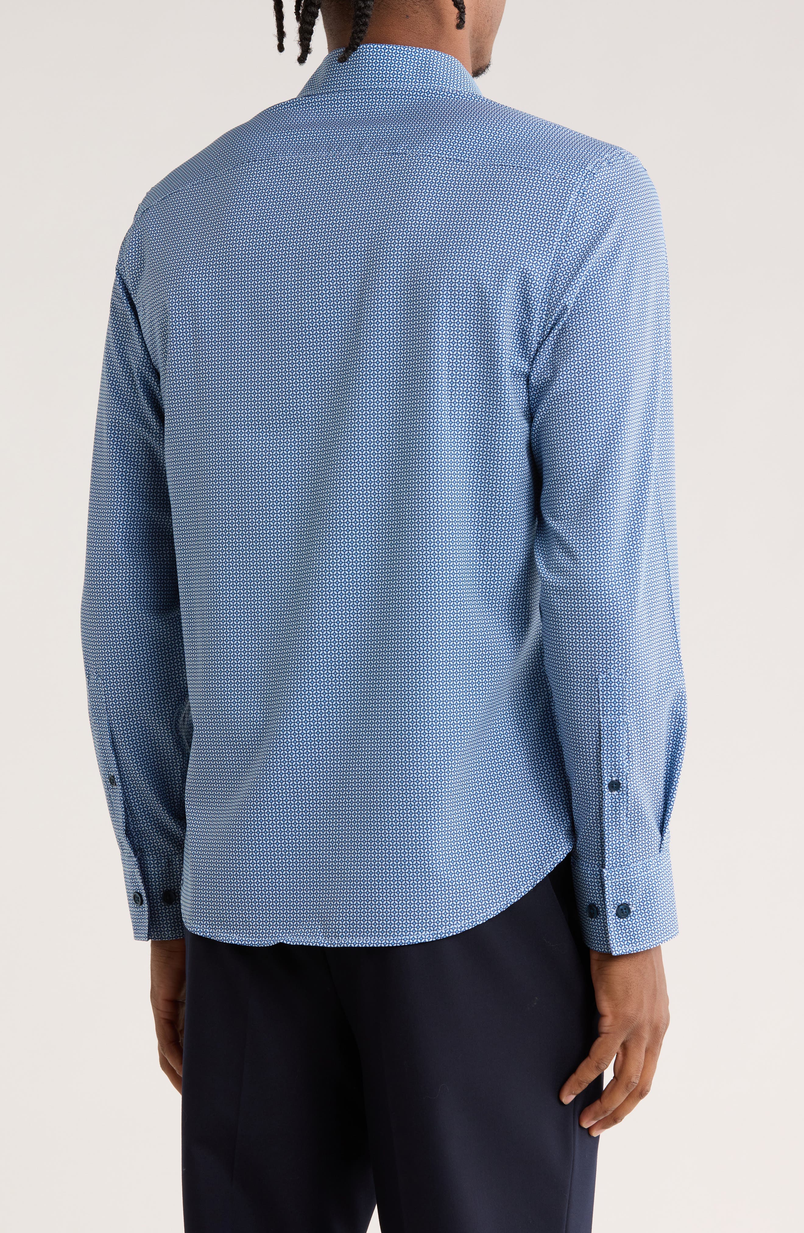 Slim Fit Geo Print Stretch Button-Up Shirt - image 2