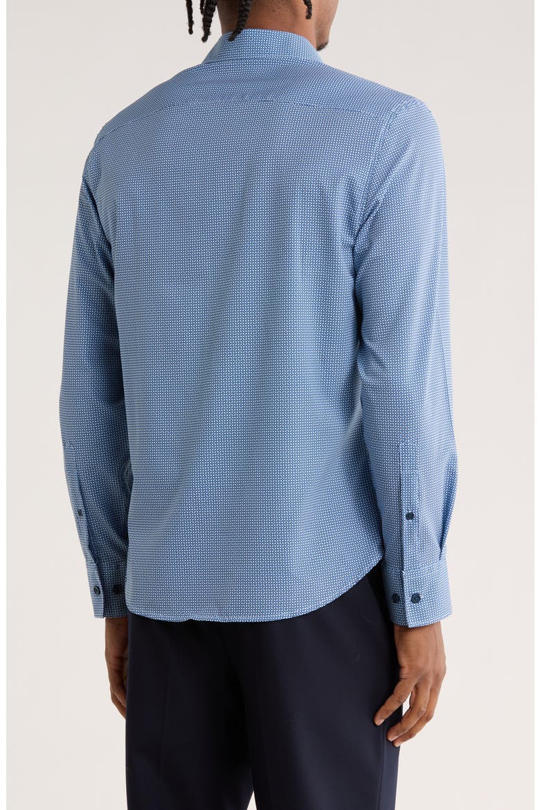 Slim Fit Geo Print Stretch Button-Up Shirt, Alternate, color, WHITE/ BLUE