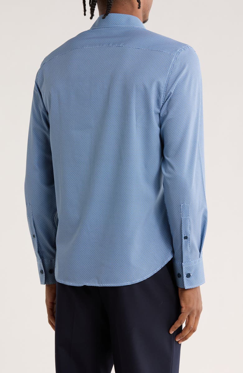 CONSTRUCT Slim Fit Geo Print Stretch Button-Up Shirt, Alternate, color, White/ Blue