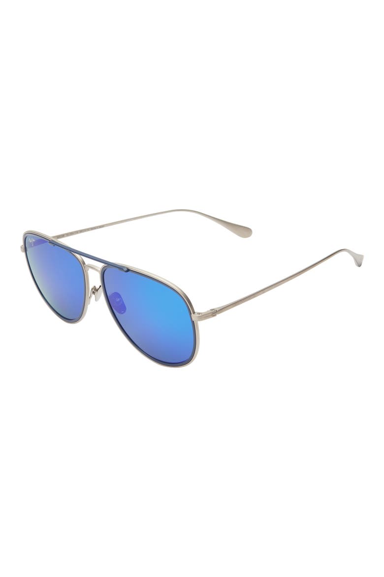 58mm Polarized Aviator Sunglasses, Alternate, color, SILVER SILVER BLUE